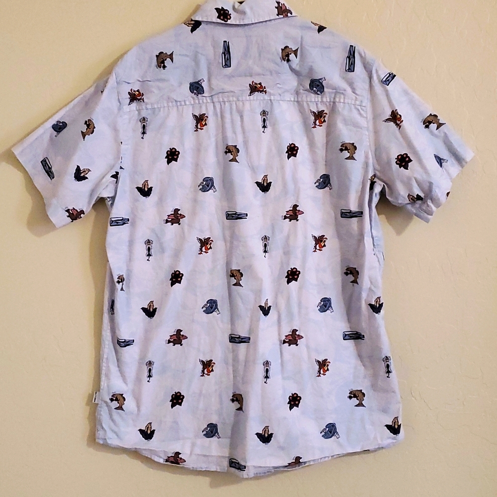Sold-Salty Crew Bonzarelly Blue Woven Button Shirt Sz Small Sea Print Host Pick - Picture 7 of 7